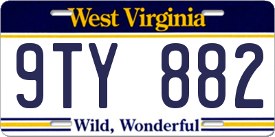 WV license plate 9TY882