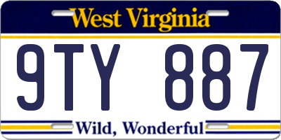 WV license plate 9TY887