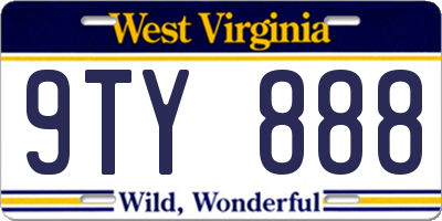 WV license plate 9TY888
