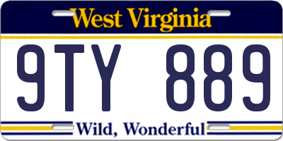 WV license plate 9TY889
