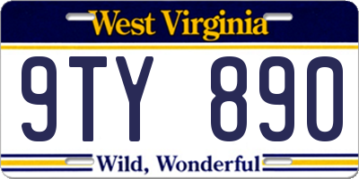 WV license plate 9TY890