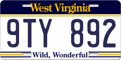 WV license plate 9TY892