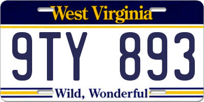 WV license plate 9TY893