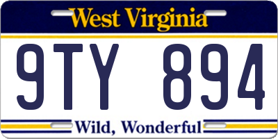 WV license plate 9TY894
