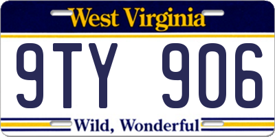 WV license plate 9TY906