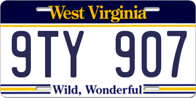 WV license plate 9TY907