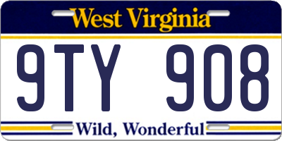 WV license plate 9TY908