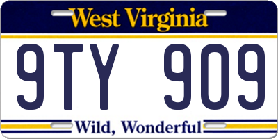 WV license plate 9TY909