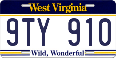 WV license plate 9TY910