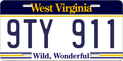 WV license plate 9TY911
