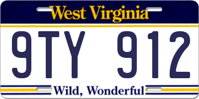 WV license plate 9TY912