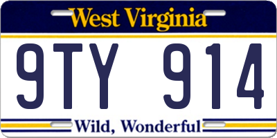 WV license plate 9TY914