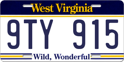 WV license plate 9TY915