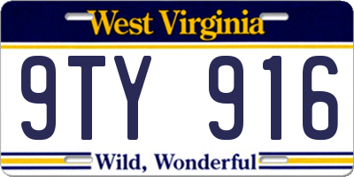 WV license plate 9TY916