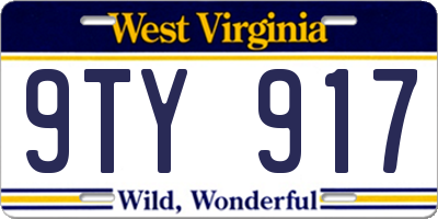 WV license plate 9TY917