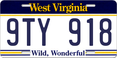 WV license plate 9TY918