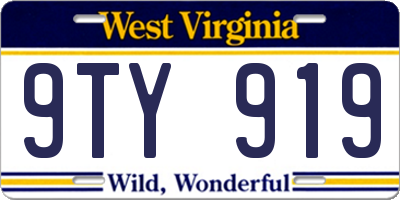 WV license plate 9TY919