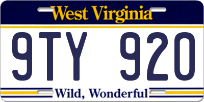 WV license plate 9TY920