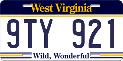 WV license plate 9TY921