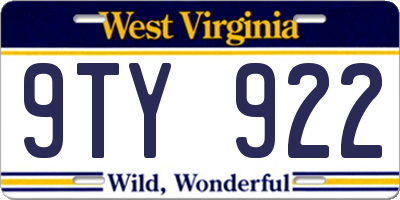 WV license plate 9TY922