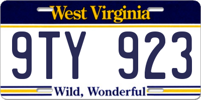 WV license plate 9TY923