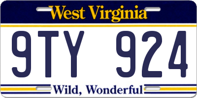 WV license plate 9TY924