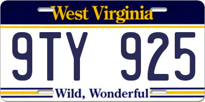 WV license plate 9TY925
