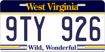 WV license plate 9TY926