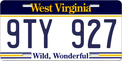 WV license plate 9TY927