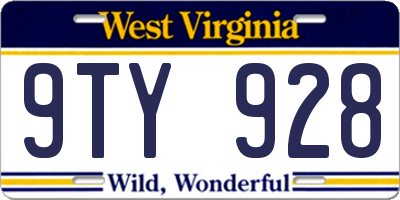 WV license plate 9TY928