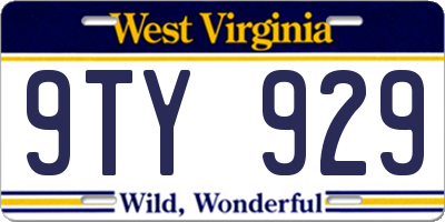 WV license plate 9TY929