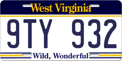 WV license plate 9TY932