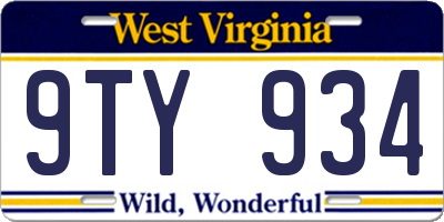 WV license plate 9TY934