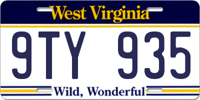 WV license plate 9TY935