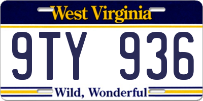 WV license plate 9TY936