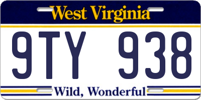 WV license plate 9TY938