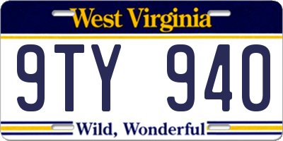 WV license plate 9TY940
