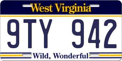 WV license plate 9TY942