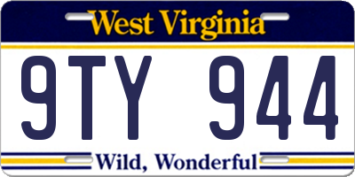 WV license plate 9TY944