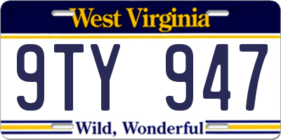 WV license plate 9TY947