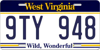 WV license plate 9TY948