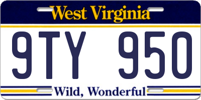 WV license plate 9TY950