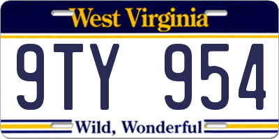 WV license plate 9TY954