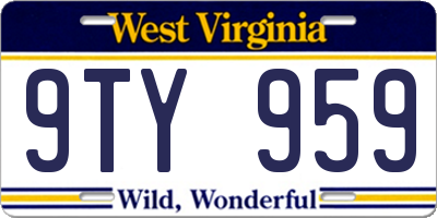WV license plate 9TY959