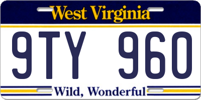 WV license plate 9TY960