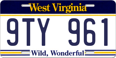 WV license plate 9TY961