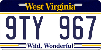 WV license plate 9TY967