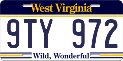 WV license plate 9TY972