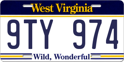 WV license plate 9TY974
