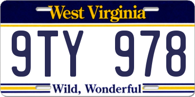 WV license plate 9TY978